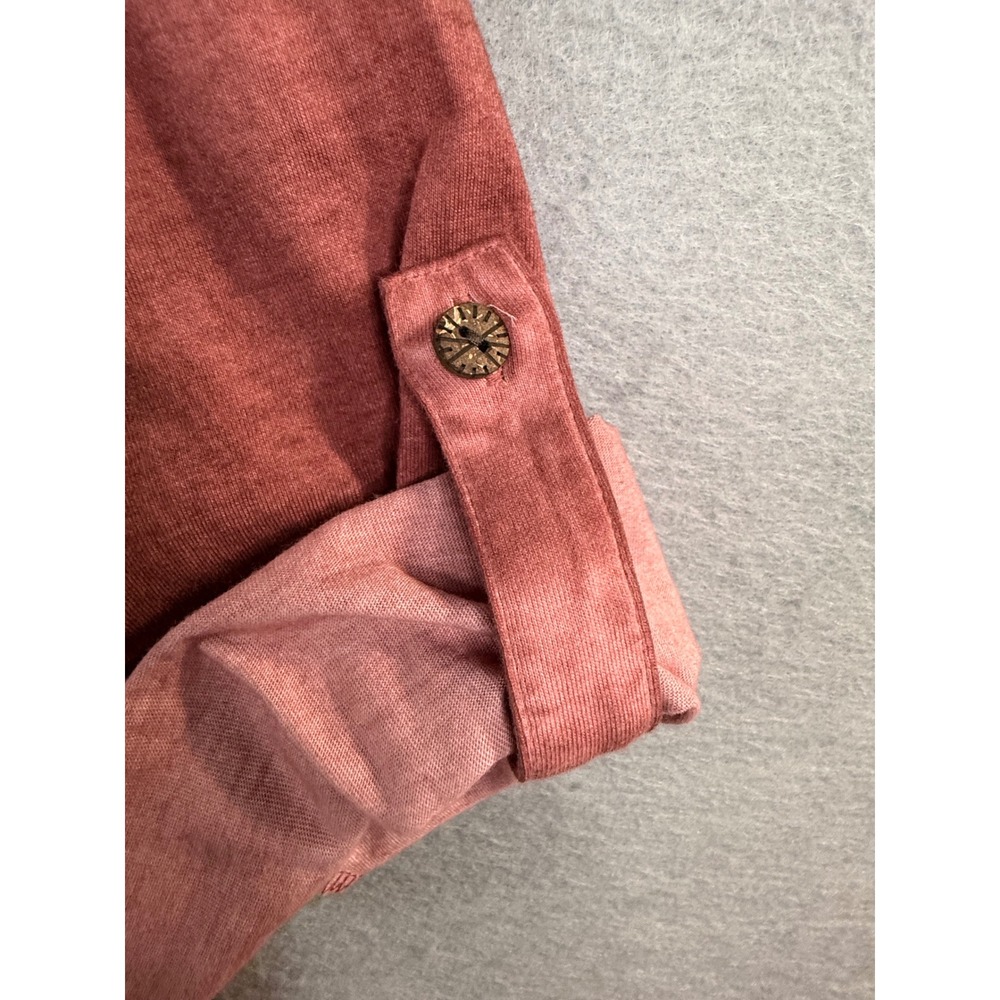 Ali Miles Top Womens 1X Pink Floral Embroidered Roll Tab Sleeve Boho Feminine - Picture 5 of 9